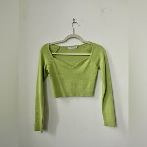 Green crop sweater